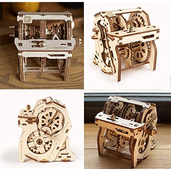 MADE IN EUROPE, 3D WOODEN PUZZLE MANUAL TRANSMISSION MECHANICAL MODEL, DIY, SELF-ASSEMBLY, WOODCRAFT CONSTRUCTION TOY FOR ADULTS & KIDS, PERFECT FOR GIFTING, NO GLUE NEEDED, BROWN, UGR-70131 - Image 3